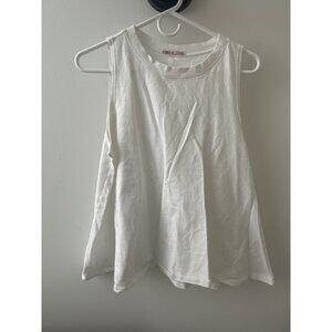White Sleeveless Tank Top By Les Femme L/Grande 85% Cotton 15% Polyester Made In